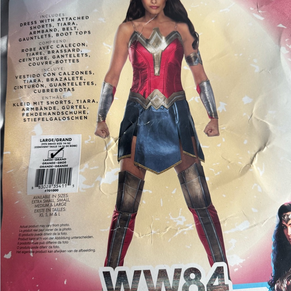 Beautiful fully made Wonder Woman costume. Worn once. Size larger